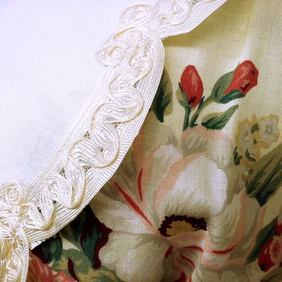 Vintage 80s Expo USA Floral Prairie Dress Lace Collar M(10) Puffed Shoulder Pads - Picture 5 of 12